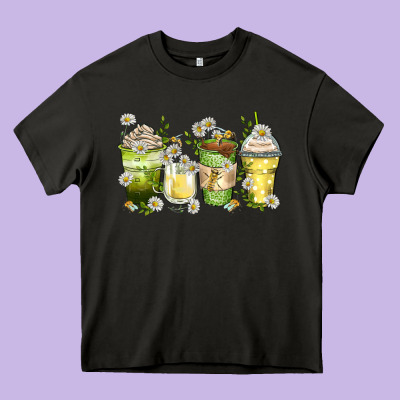 Daisy Coffee Cups Heavy Core Tee Designed By Zillion Design Studio