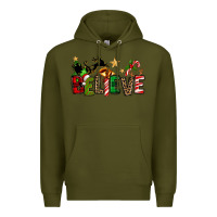 Army Green christmas believe Premium Hoodie - texasbilliewilder