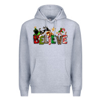 Heather Grey christmas believe Premium Hoodie - texasbilliewilder
