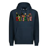 Navy christmas believe Premium Hoodie - texasbilliewilder