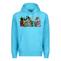 Ocean Blue christmas believe Premium Hoodie - texasbilliewilder