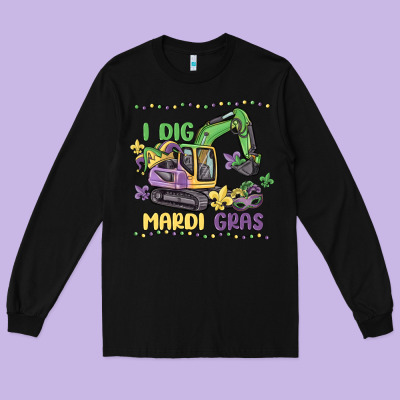 I Dig Mardi Gras Long Sleeve Tee Designed By Maliassmallbusiness