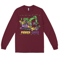 Burgundy i dig mardi gras Long Sleeve Tee - MaliasSmallBusiness
