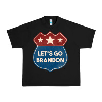 Black Let's Go Brandon Shield Patch Urban Heavy Tee - Jasminsmagicworld