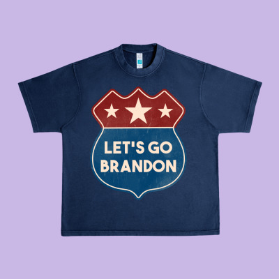 Let's Go Brandon Shield Patch Urban Heavy Tee Designed By Jasminsmagicworld