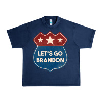 Navy Let's Go Brandon Shield Patch Urban Heavy Tee - Jasminsmagicworld
