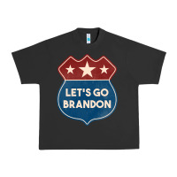 Pigment Black Let's Go Brandon Shield Patch Urban Heavy Tee - Jasminsmagicworld