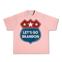 Salmon Let's Go Brandon Shield Patch Urban Heavy Tee - Jasminsmagicworld