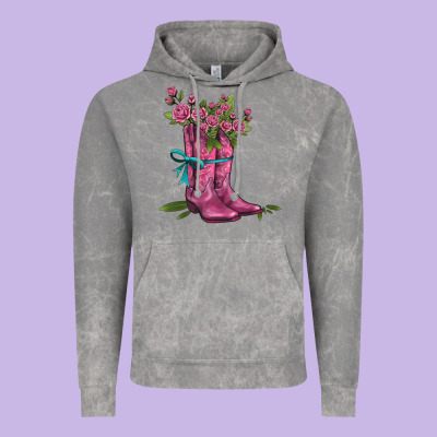Valentines Day Western Boots And Roses Vintage Hoodie Designed By Adodesignshop