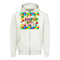Oatmeal Heather autism mom Zipper Hoodie - LillyAllenDesigns