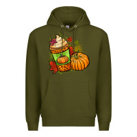 Army Green Fall pumpkin coffee Premium Hoodie - NancyCooperArtShop