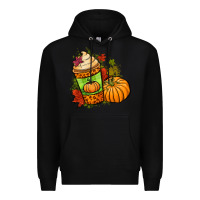 Black Fall pumpkin coffee Premium Hoodie - NancyCooperArtShop