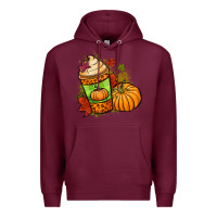 Burgundy Fall pumpkin coffee Premium Hoodie - NancyCooperArtShop