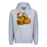 Heather Grey Fall pumpkin coffee Premium Hoodie - NancyCooperArtShop