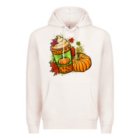 Pale Pink Fall pumpkin coffee Premium Hoodie - NancyCooperArtShop