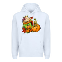 White Fall pumpkin coffee Premium Hoodie - NancyCooperArtShop