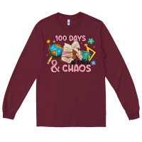 Burgundy 100 days of coffe and chaos Long Sleeve Tee - MaliasSmallBusiness