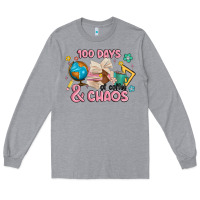 Heather Grey 100 days of coffe and chaos Long Sleeve Tee - MaliasSmallBusiness