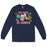Navy 100 days of coffe and chaos Long Sleeve Tee - MaliasSmallBusiness