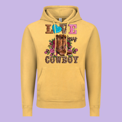 Valentines Day Love My Cowboy Vintage Hoodie Designed By Adodesignshop