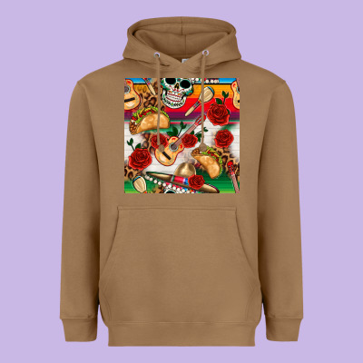 Mexican  Seamless Pattern Heavyweight Hoodie Designed By Texasbilliewilder