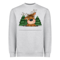 Heather Grey Personalized Christmas deer Heavyweight Sweatshirt - MaliasSmallBusiness