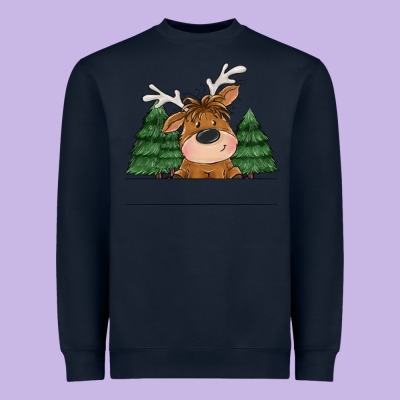 Personalized Christmas Deer Heavyweight Sweatshirt Designed By Maliassmallbusiness
