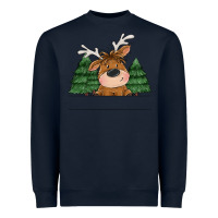 Navy Personalized Christmas deer Heavyweight Sweatshirt - MaliasSmallBusiness