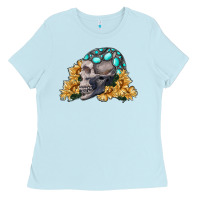 Skull With Sunflowers Ladies Tee | Teevron