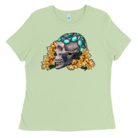Matcha skull with sunflowers Ladies Tee - RanaPortraitStore