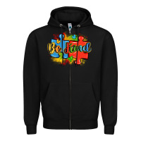 Black be kind autism Zipper Hoodie - LillyAllenDesigns