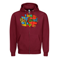 Burgundy be kind autism Zipper Hoodie - LillyAllenDesigns