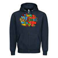 Navy be kind autism Zipper Hoodie - LillyAllenDesigns