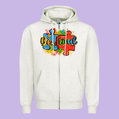 Be Kind Autism Zipper Hoodie Designed By Lillyallendesigns