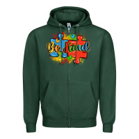 Sports Green be kind autism Zipper Hoodie - LillyAllenDesigns