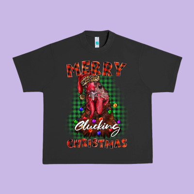 Merry Clucking Christmas Rooster Urban Heavy Tee Designed By Barkaloodesign