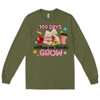 Army Green 100 days of watching my students grow Long Sleeve Tee - MaliasSmallBusiness