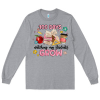 Heather Grey 100 days of watching my students grow Long Sleeve Tee - MaliasSmallBusiness