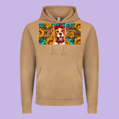 Beagle With Sunflowers License Plate Vintage Hoodie Designed By Artiststas