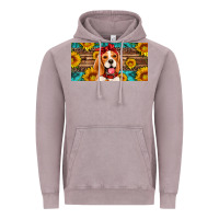 Vintage Zinc beagle with sunflowers license plate Vintage Hoodie - Artiststas