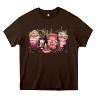 Chocolate Brown let's go girls coffee cups Heavy Core Tee - Zillion Design Studio