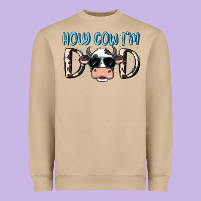 Holy Cow I'm Dad Heavyweight Sweatshirt Designed By Maliassmallbusiness