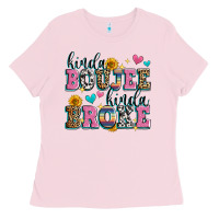 Bubblegum Pink kinda boujee kinda broke Ladies Tee - Zillion Design Studio