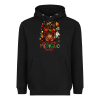 Black Santa's Favorite Medicaid Analyst Afro Messy Bun Heavyweight Hoodie - texasbilliewilder