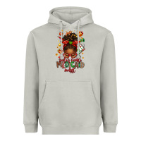 Moon Dust Santa's Favorite Medicaid Analyst Afro Messy Bun Heavyweight Hoodie - texasbilliewilder