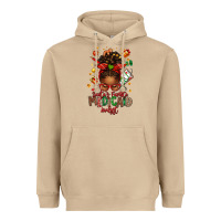 Mushroom Santa's Favorite Medicaid Analyst Afro Messy Bun Heavyweight Hoodie - texasbilliewilder