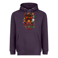 Plum Santa's Favorite Medicaid Analyst Afro Messy Bun Heavyweight Hoodie - texasbilliewilder