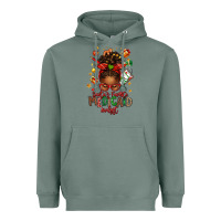 Sage Santa's Favorite Medicaid Analyst Afro Messy Bun Heavyweight Hoodie - texasbilliewilder
