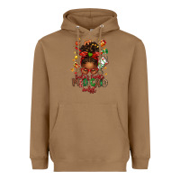 Toasted Coconut Santa's Favorite Medicaid Analyst Afro Messy Bun Heavyweight Hoodie - texasbilliewilder
