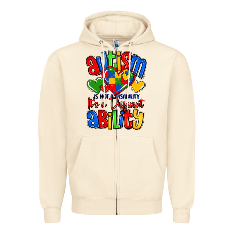 Autism Is Not A Disability It's A Different Abilit Zipper Hoodie by LillyAllenDesigns | Teevron
